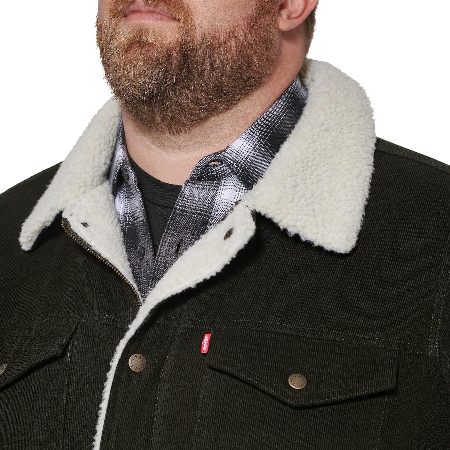 imageLevis Mens Corduroy Sherpa Lined Trucker Jacket Regular amp Big amp Tall SizesOlive Corduroy