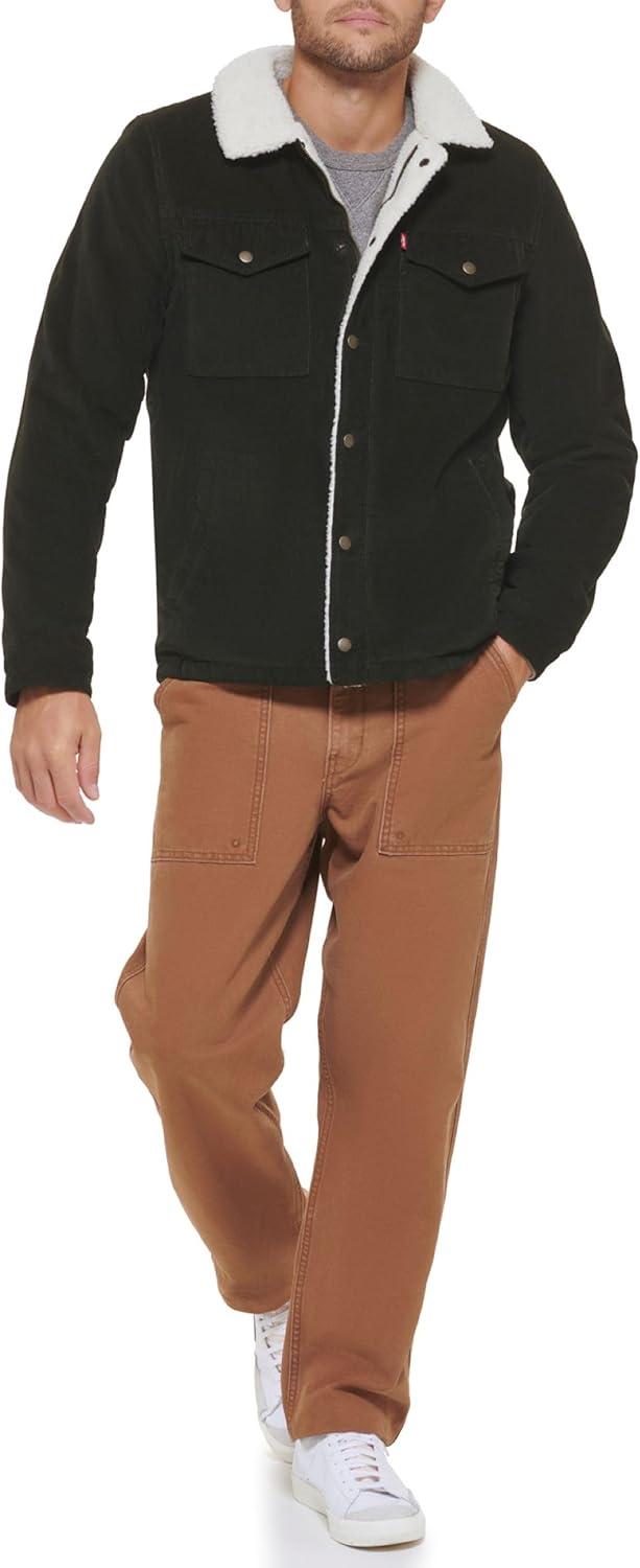 imageLevis Mens Corduroy Sherpa Lined Trucker Jacket Regular amp Big amp Tall SizesOlive Corduroy