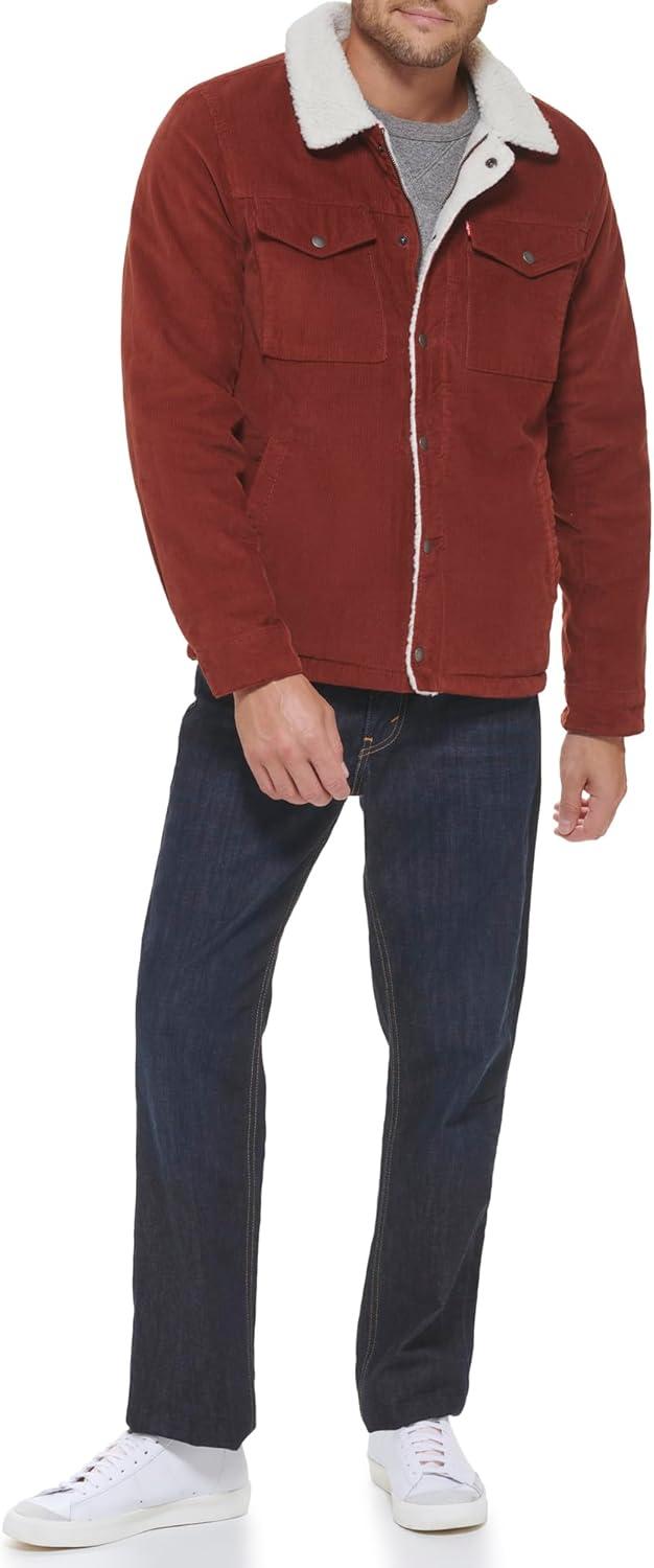 imageLevis Mens Corduroy Sherpa Lined Trucker Jacket Regular amp Big amp Tall SizesRust Corduroy