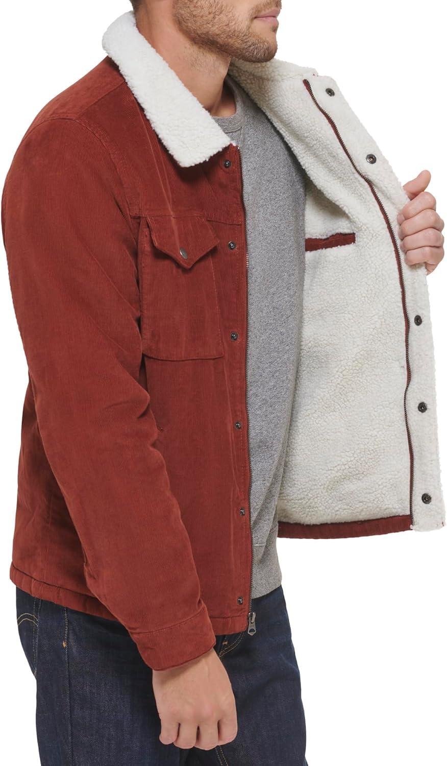 imageLevis Mens Corduroy Sherpa Lined Trucker Jacket Regular amp Big amp Tall SizesRust Corduroy