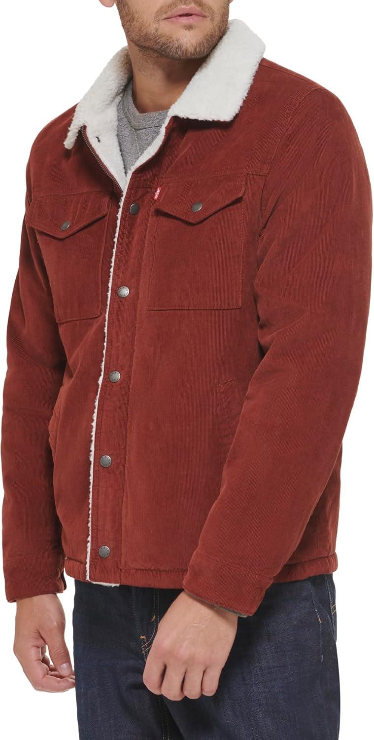 imageLevis Mens Corduroy Sherpa Lined Trucker Jacket Regular amp Big amp Tall SizesRust Corduroy