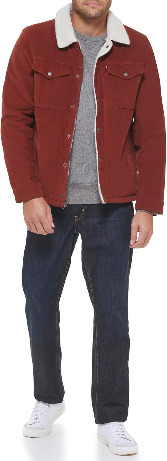 imageLevis Mens Corduroy Sherpa Lined Trucker Jacket Regular amp Big amp Tall SizesRust Corduroy