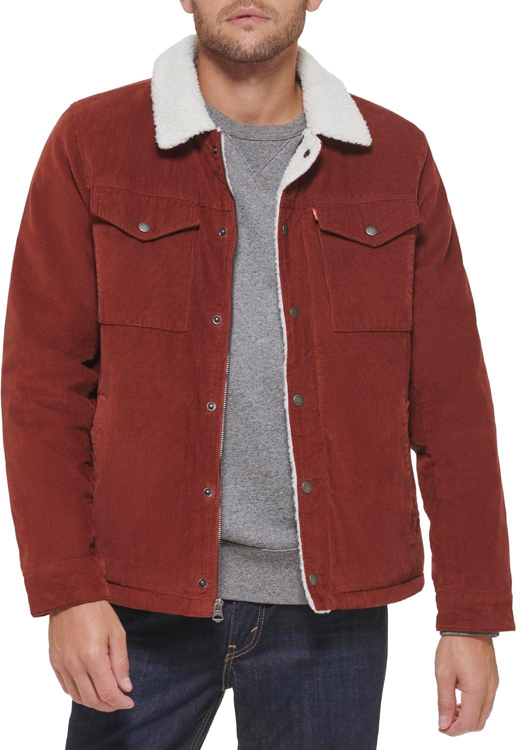 imageLevis Mens Corduroy Sherpa Lined Trucker Jacket Regular amp Big amp Tall SizesRust Corduroy