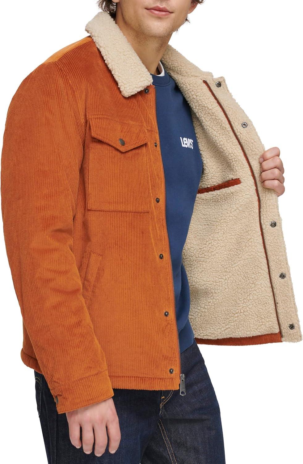 imageLevis Mens Corduroy Sherpa Lined Trucker Jacket Regular amp Big amp Tall SizesSun Wide Wale Corduroy