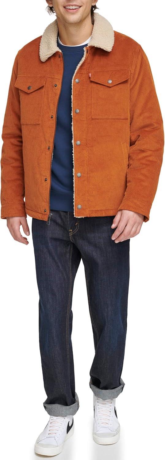 imageLevis Mens Corduroy Sherpa Lined Trucker Jacket Regular amp Big amp Tall SizesSun Wide Wale Corduroy