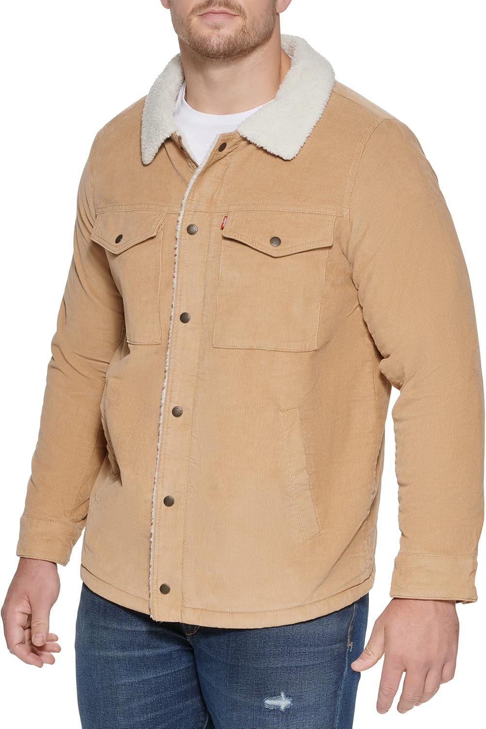 imageLevis Mens Corduroy Sherpa Lined Trucker Jacket Regular amp Big amp Tall SizesTan Corduroy