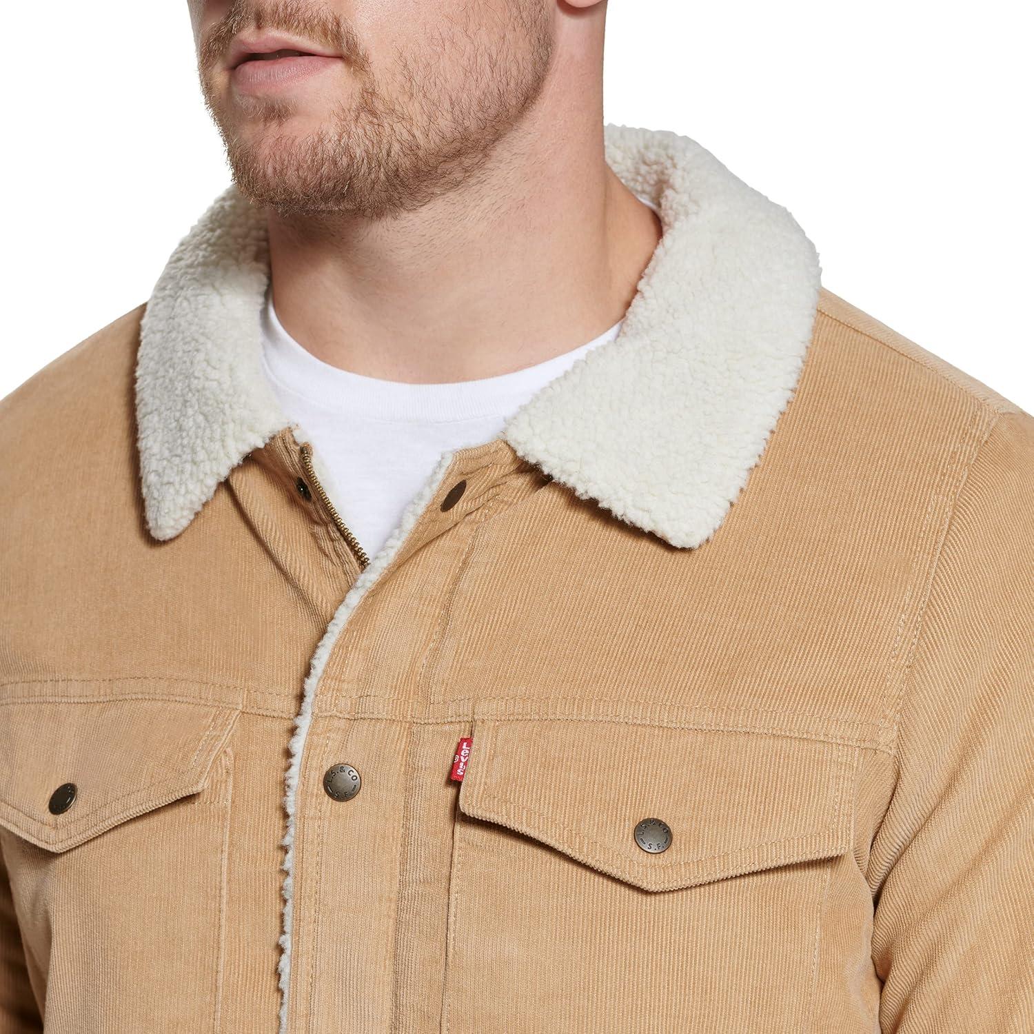 imageLevis Mens Corduroy Sherpa Lined Trucker Jacket Regular amp Big amp Tall SizesTan Corduroy