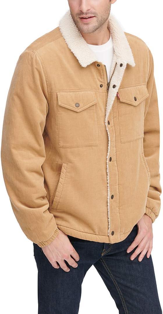 imageLevis Mens Corduroy Sherpa Lined Trucker Jacket Regular amp Big amp Tall SizesTan Corduroy