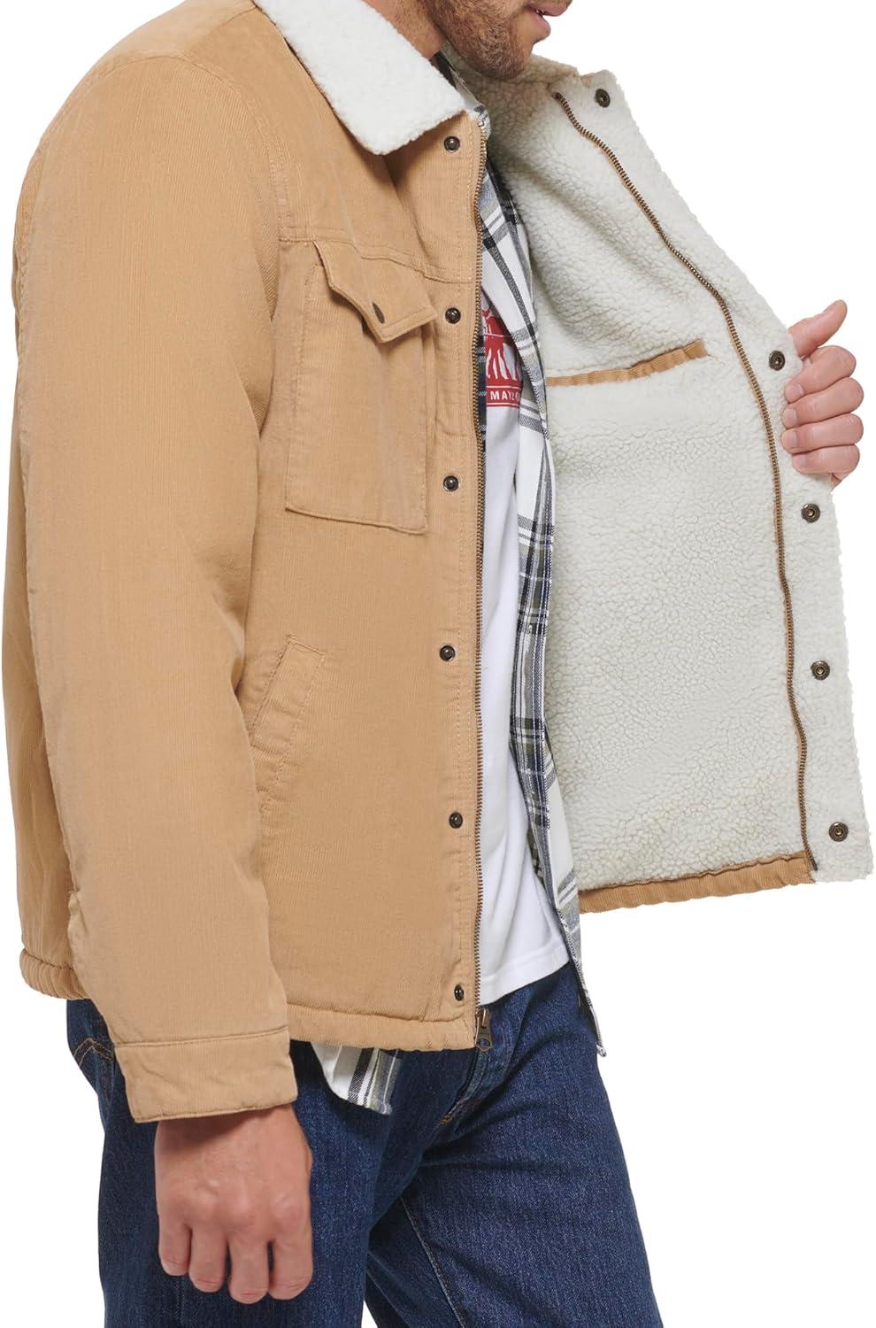 imageLevis Mens Corduroy Sherpa Lined Trucker Jacket Regular amp Big amp Tall SizesTan Corduroy