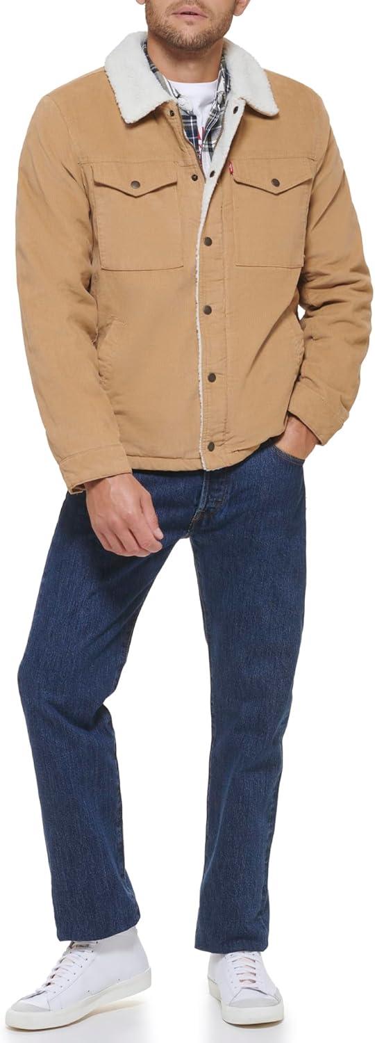 imageLevis Mens Corduroy Sherpa Lined Trucker Jacket Regular amp Big amp Tall SizesTan Corduroy