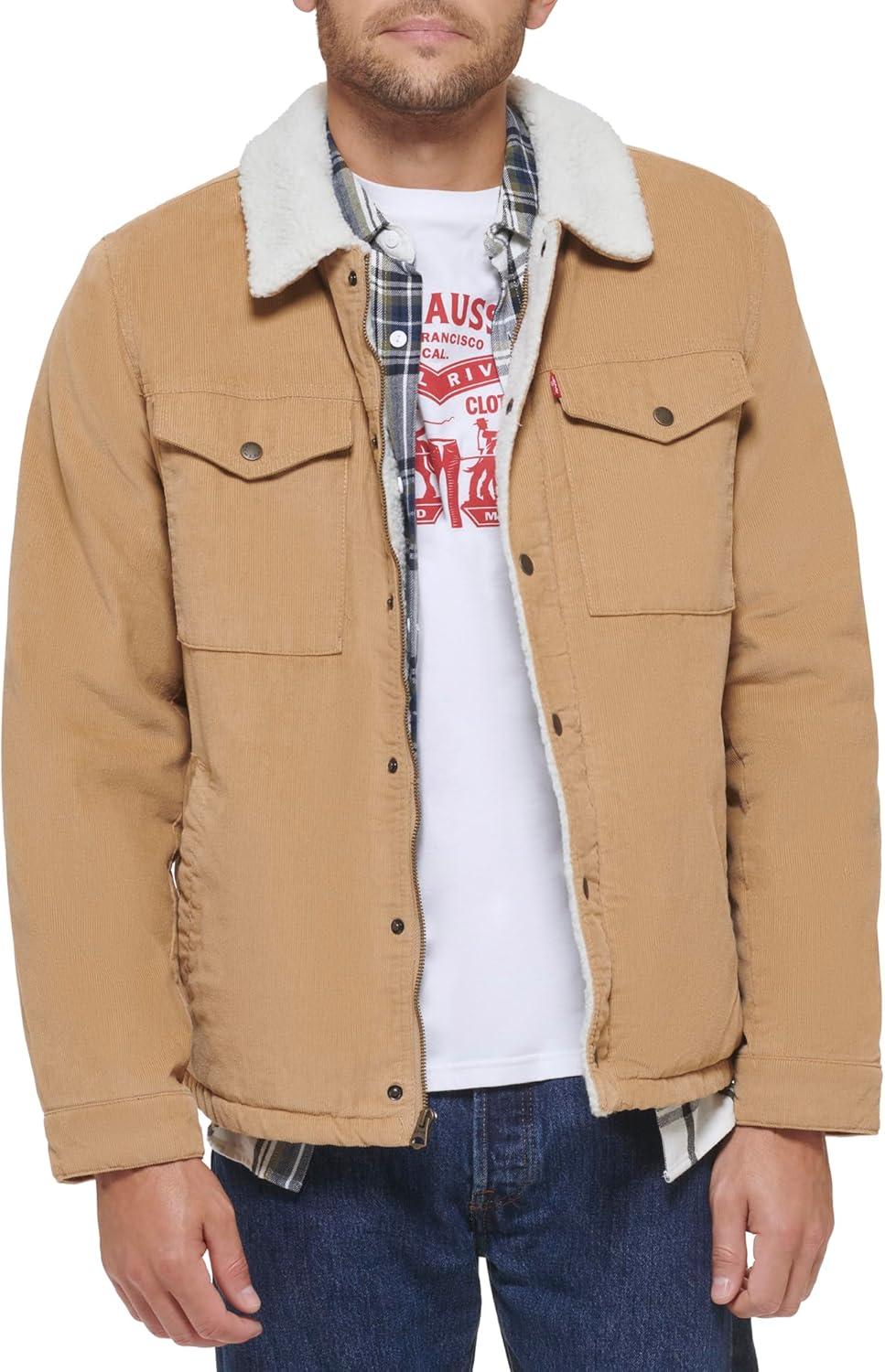 imageLevis Mens Corduroy Sherpa Lined Trucker Jacket Regular amp Big amp Tall SizesTan Corduroy