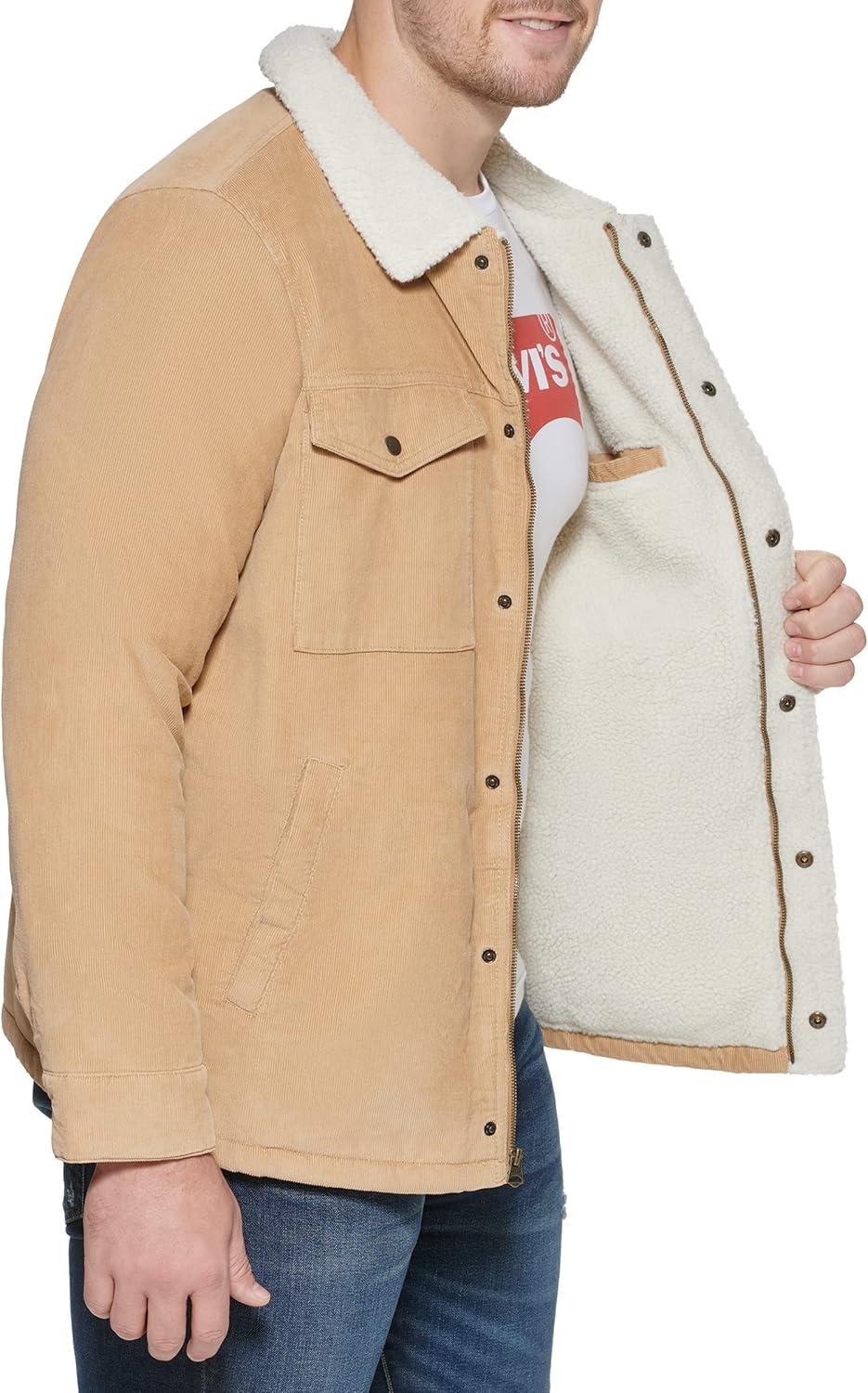imageLevis Mens Corduroy Sherpa Lined Trucker Jacket Regular amp Big amp Tall SizesTan Corduroy