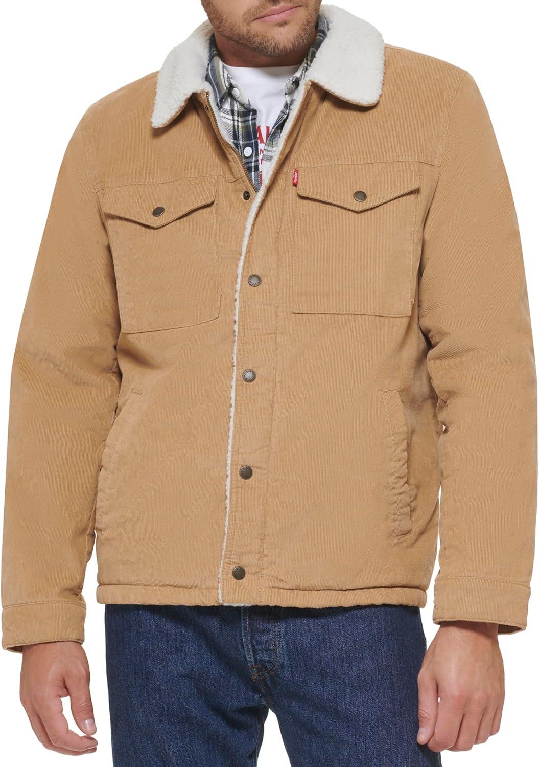 imageLevis Mens Corduroy Sherpa Lined Trucker Jacket Regular amp Big amp Tall SizesTan Corduroy