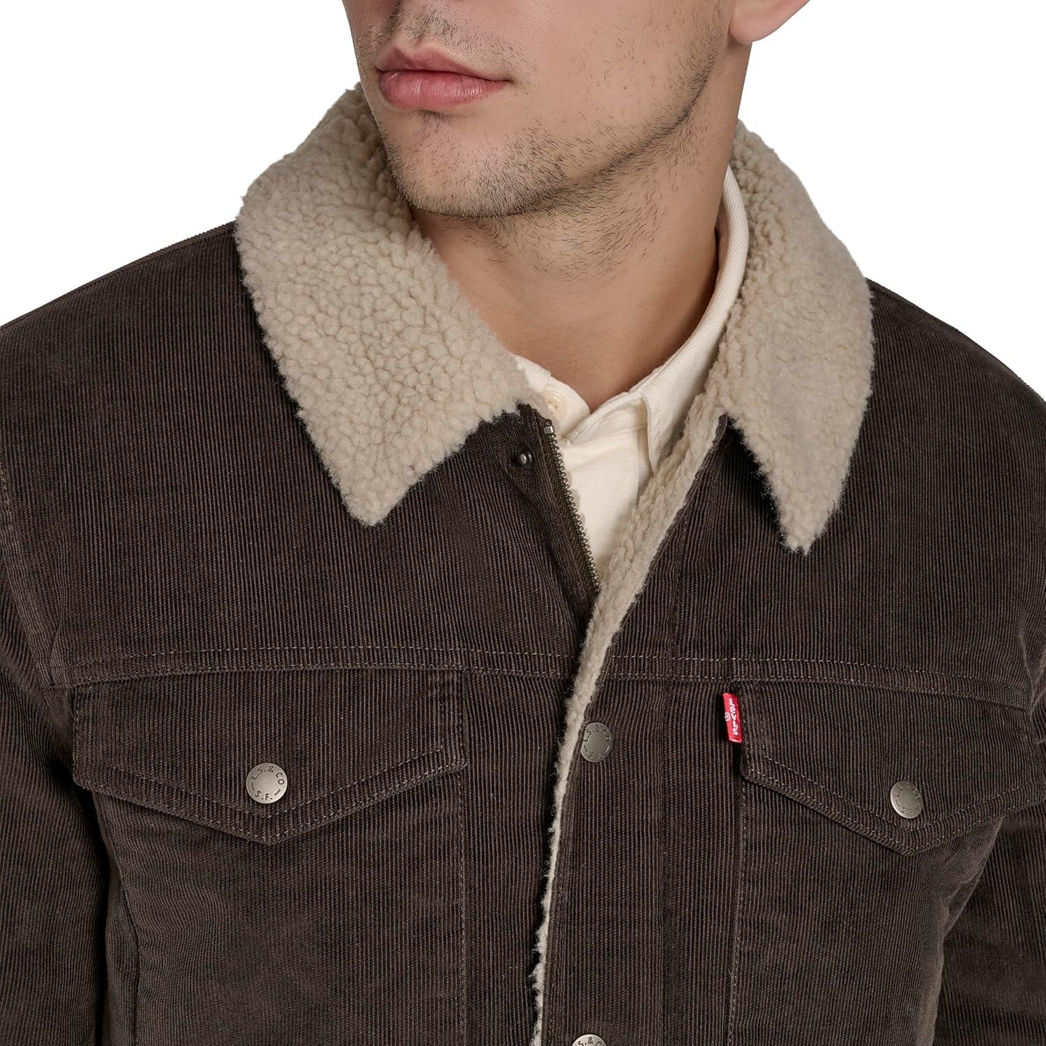 imageLevis Mens Corduroy Sherpa Lined Trucker Jacket Regular amp Big amp Tall SizesTurkish Coffee
