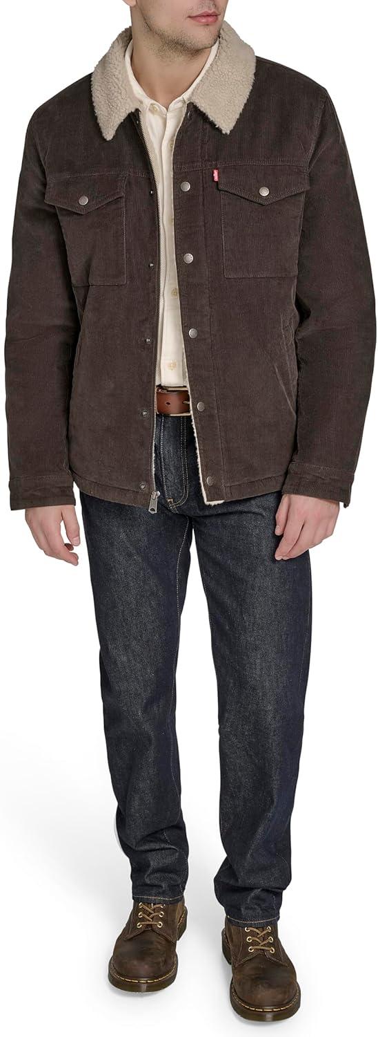 imageLevis Mens Corduroy Sherpa Lined Trucker Jacket Regular amp Big amp Tall SizesTurkish Coffee