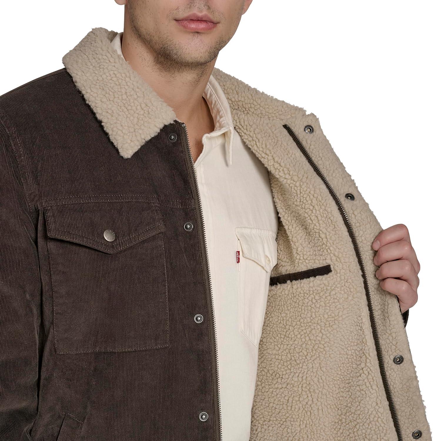 imageLevis Mens Corduroy Sherpa Lined Trucker Jacket Regular amp Big amp Tall SizesTurkish Coffee