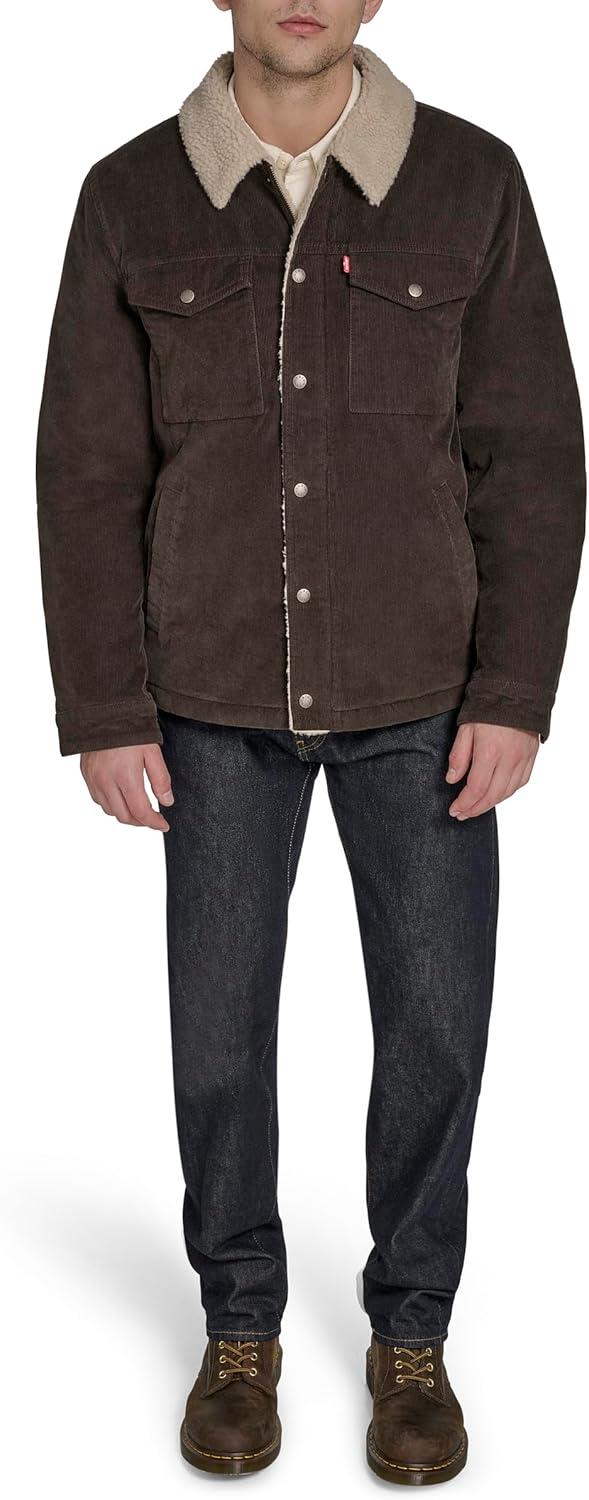 imageLevis Mens Corduroy Sherpa Lined Trucker Jacket Regular amp Big amp Tall SizesTurkish Coffee
