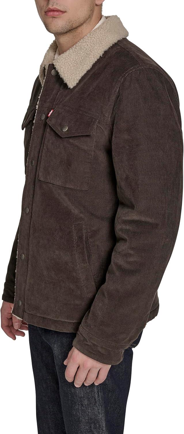 imageLevis Mens Corduroy Sherpa Lined Trucker Jacket Regular amp Big amp Tall SizesTurkish Coffee