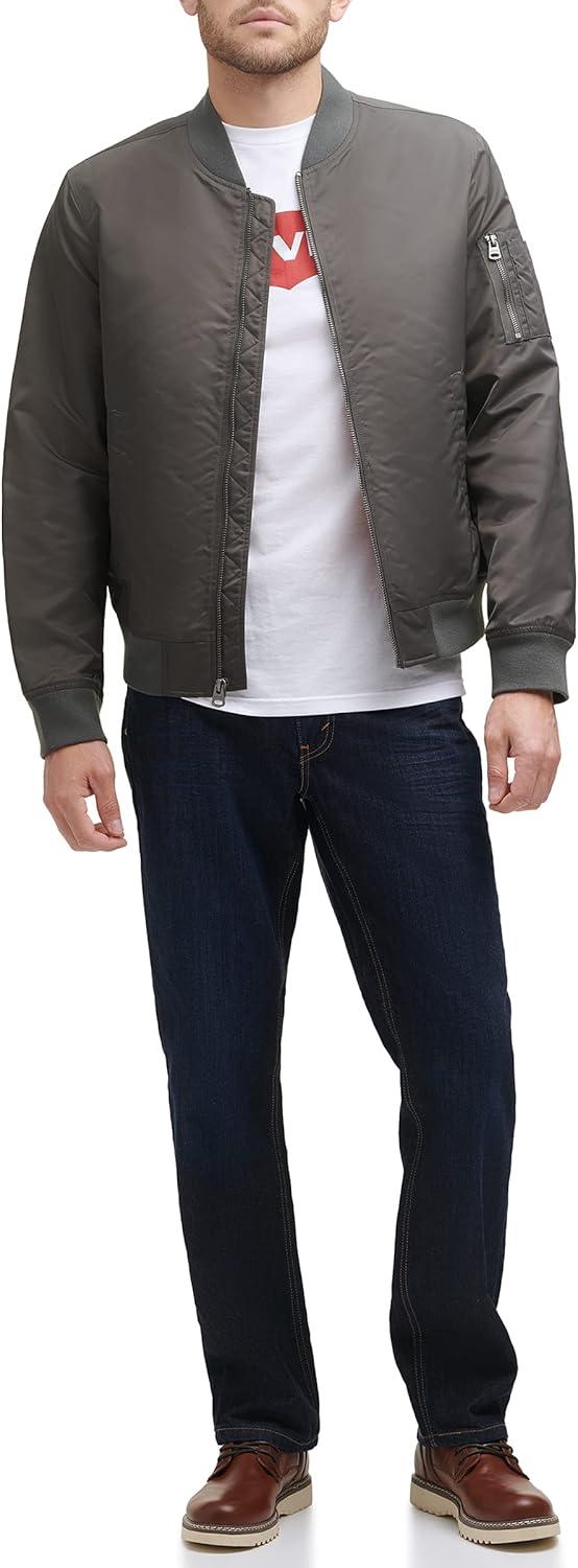 imageLevis Mens Flight Satin Unfilled Ma1 BomberArmy Green Classic Unfilled