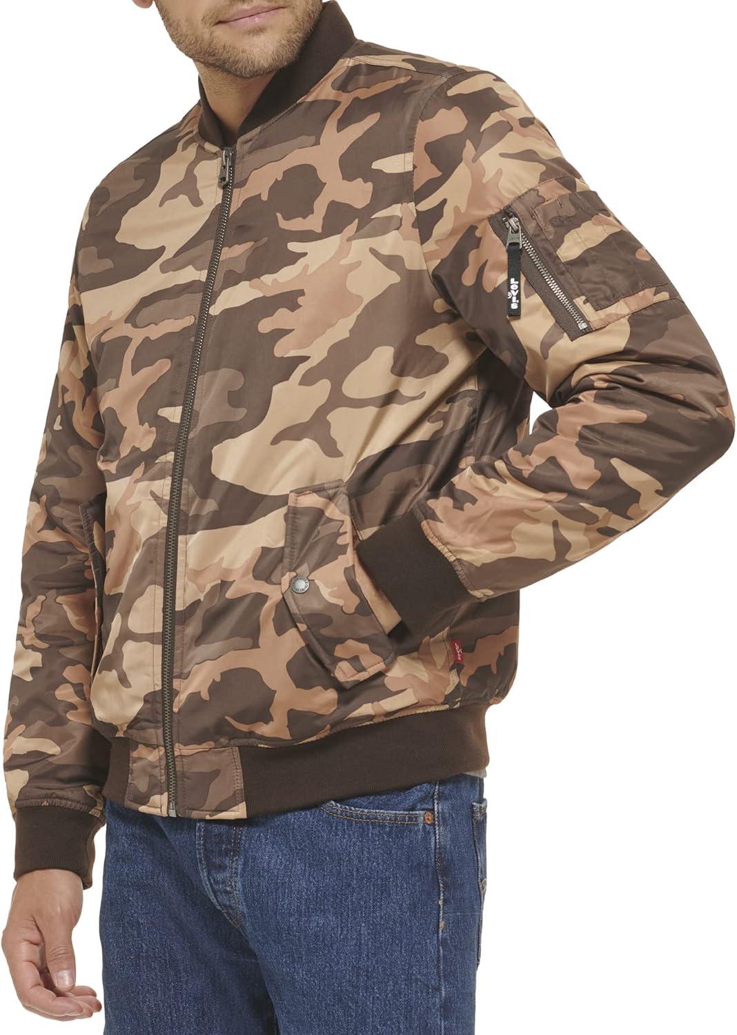 imageLevis Mens Flight Satin Unfilled Ma1 BomberBrown Camo Ma1 Filled