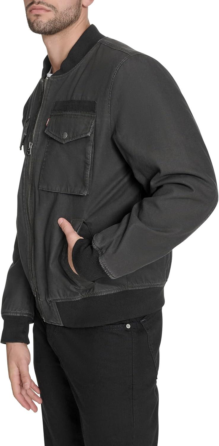 imageLevis Mens Flight Satin Unfilled Ma1 BomberCharcoal Cotton