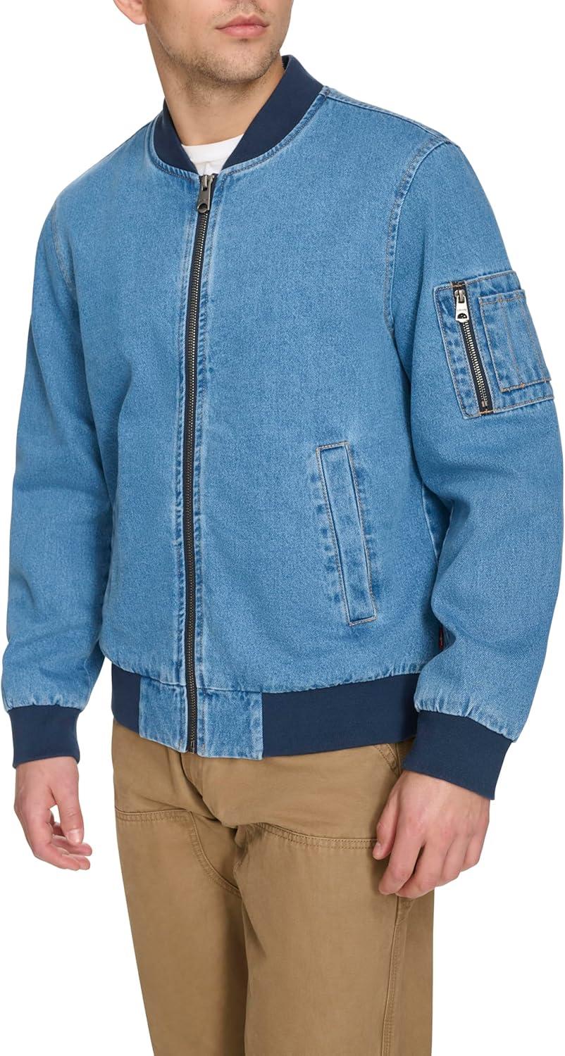 imageLevis Mens Flight Satin Unfilled Ma1 BomberMedium Wash Denim