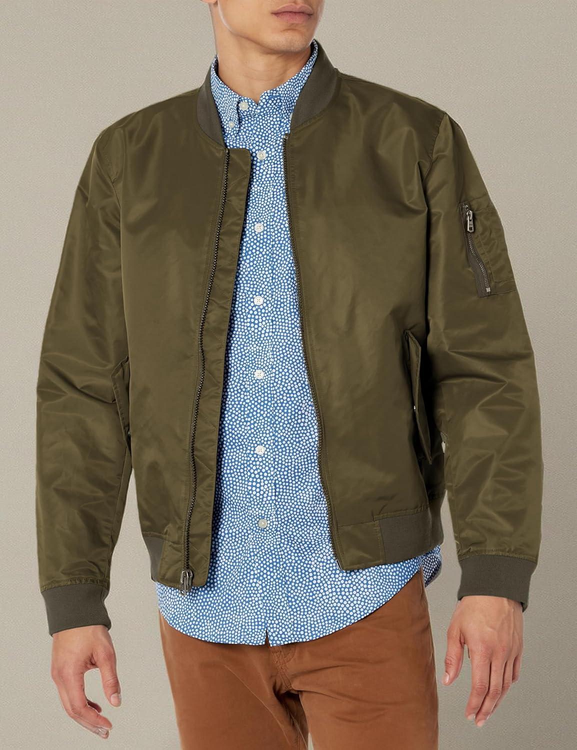 imageLevis Mens Flight Satin Unfilled Ma1 BomberMilitary Olive Filled