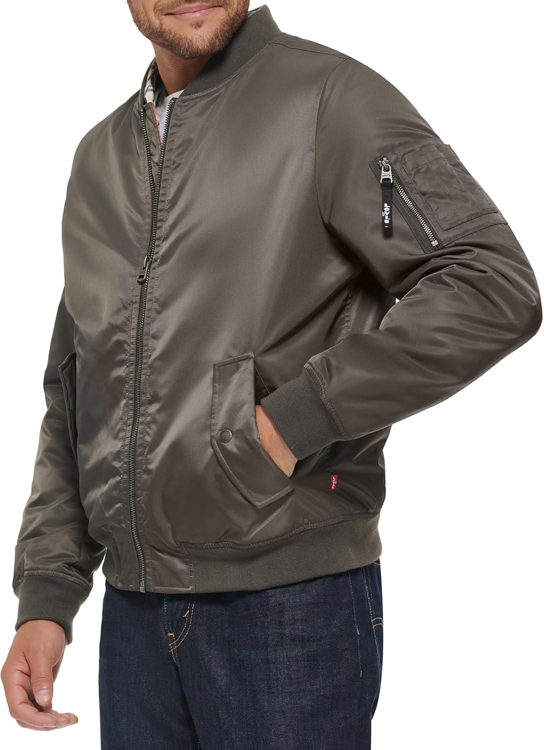 imageLevis Mens Flight Satin Unfilled Ma1 BomberNew Army Green