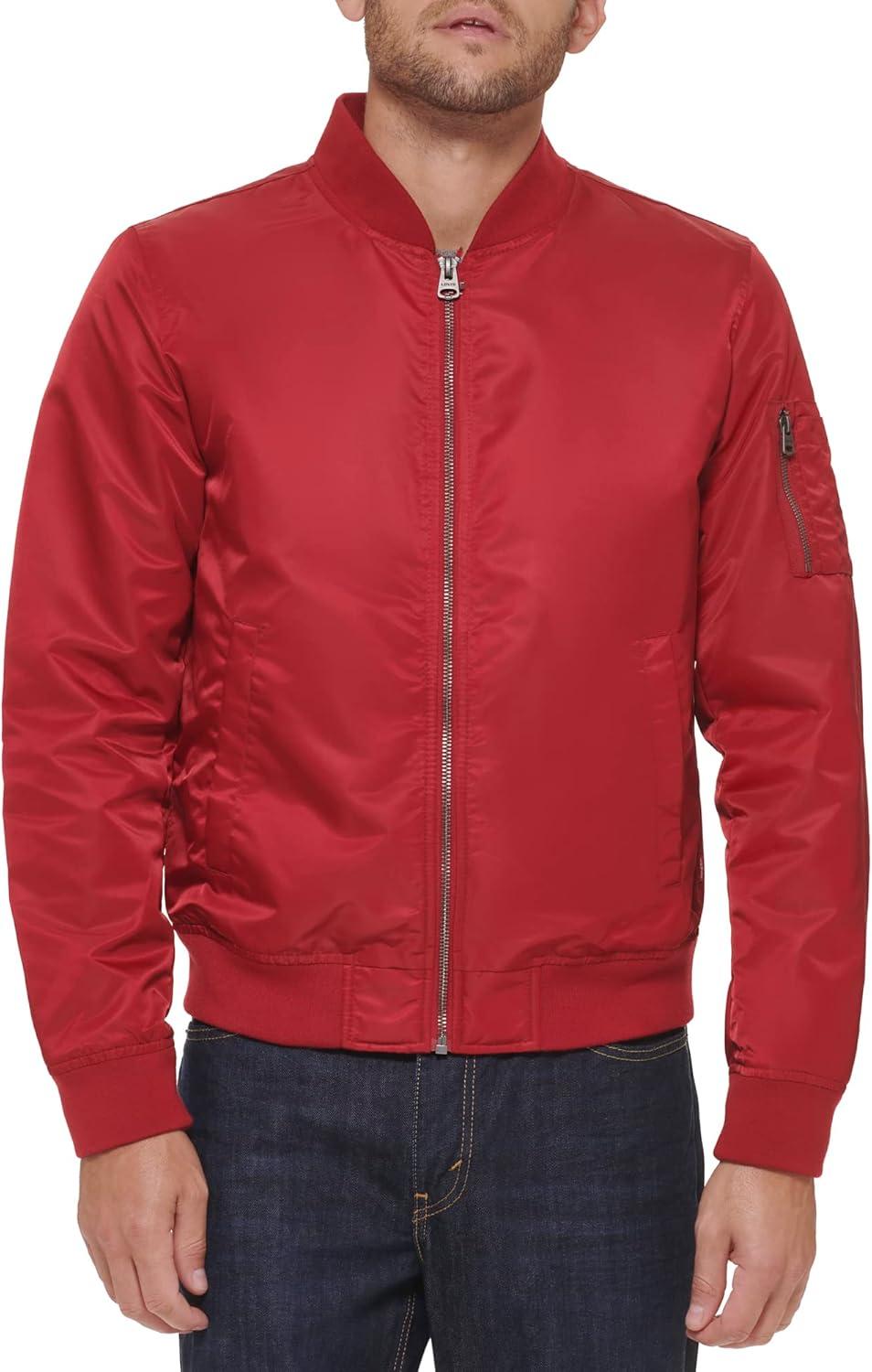 imageLevis Mens Flight Satin Unfilled Ma1 BomberRed Classic Unfilled