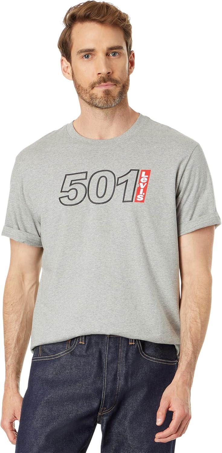 imageLevis Mens Graphic Tees Also Available in Big amp Tall TShirt501 Logo Outline Midtone Heather Grey