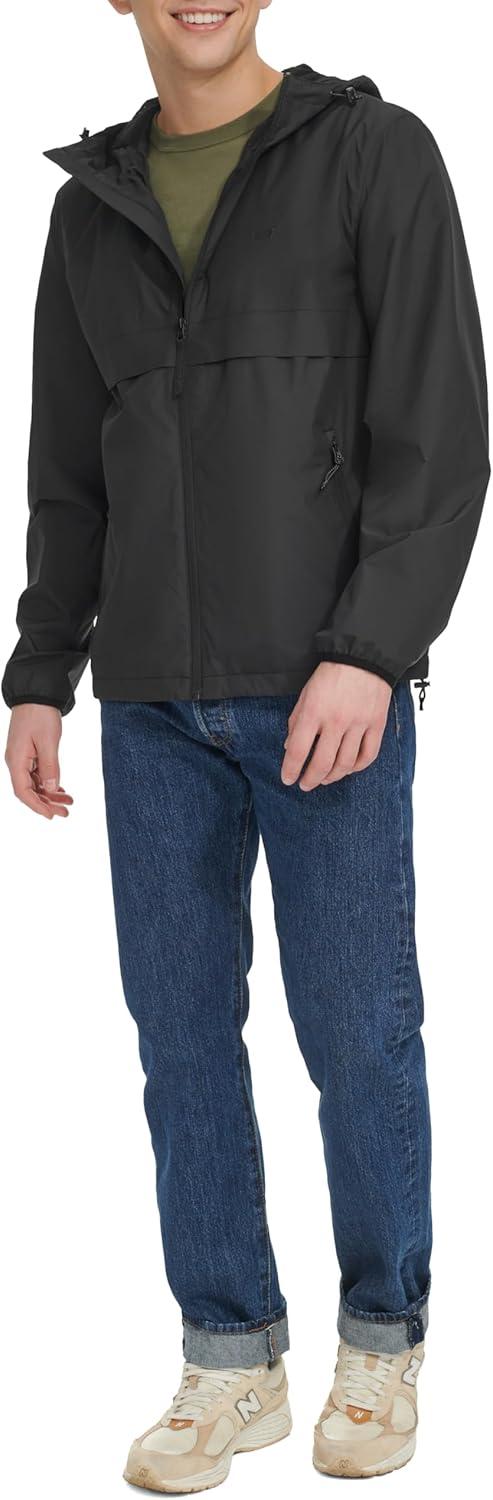 imageLevis Mens Hooded Rain Jacket amp Windbreaker Black Large