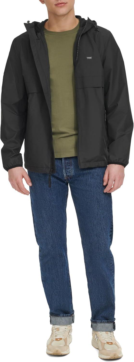 imageLevis Mens Hooded Rain Jacket amp Windbreaker Black Large