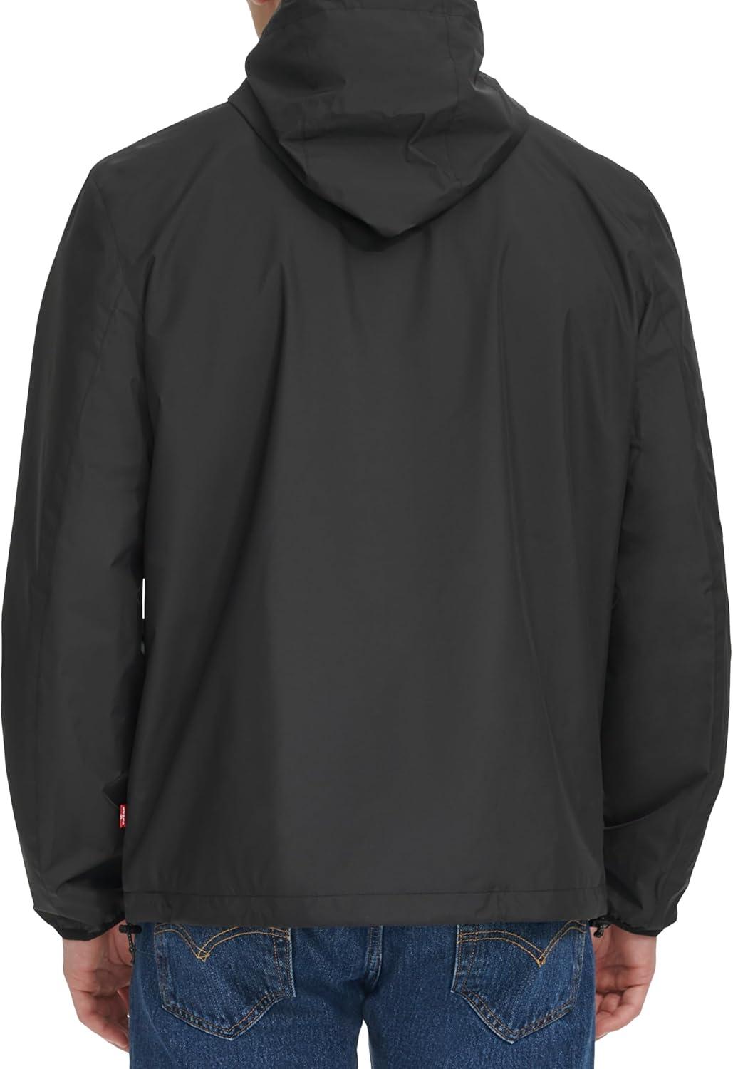 imageLevis Mens Hooded Rain Jacket amp Windbreaker Black Large