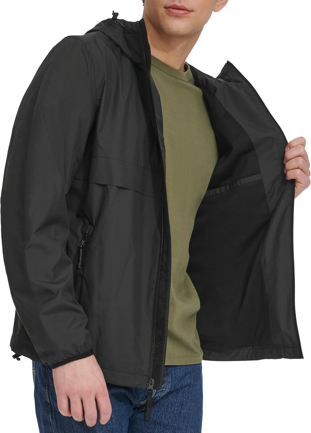 imageLevis Mens Hooded Rain Jacket amp Windbreaker Black Large