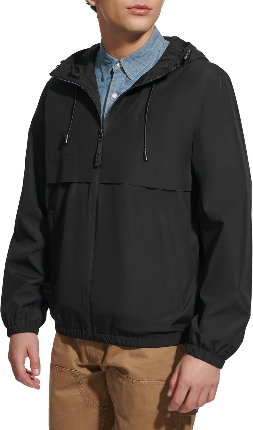 imageLevis Mens Hooded Rain Jacket amp WindbreakerBlack