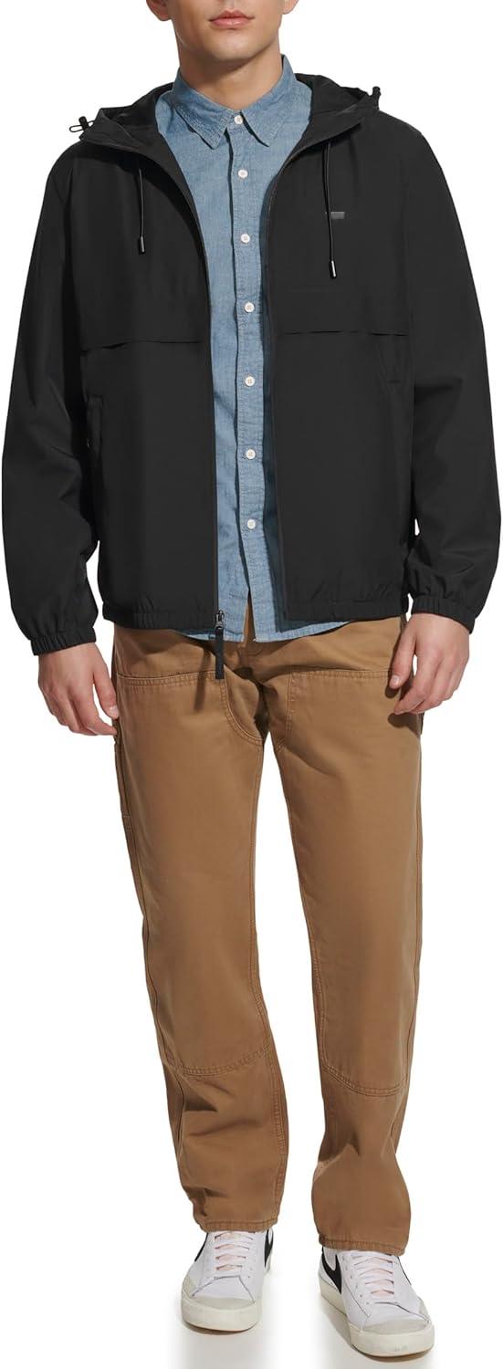 imageLevis Mens Hooded Rain Jacket amp WindbreakerBlack