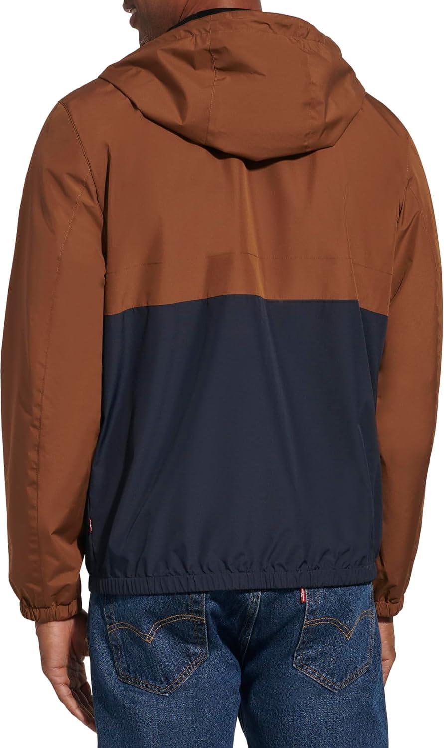 imageLevis Mens Hooded Rain Jacket amp WindbreakerBrown