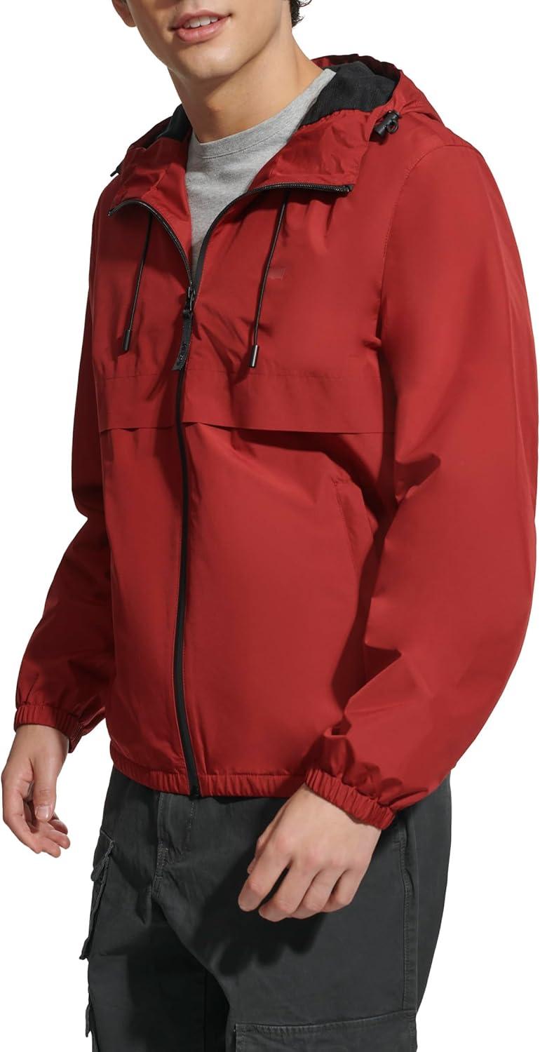 imageLevis Mens Hooded Rain Jacket amp WindbreakerRed