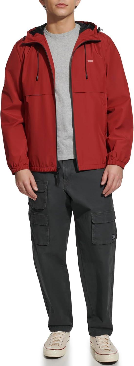 imageLevis Mens Hooded Rain Jacket amp WindbreakerRed
