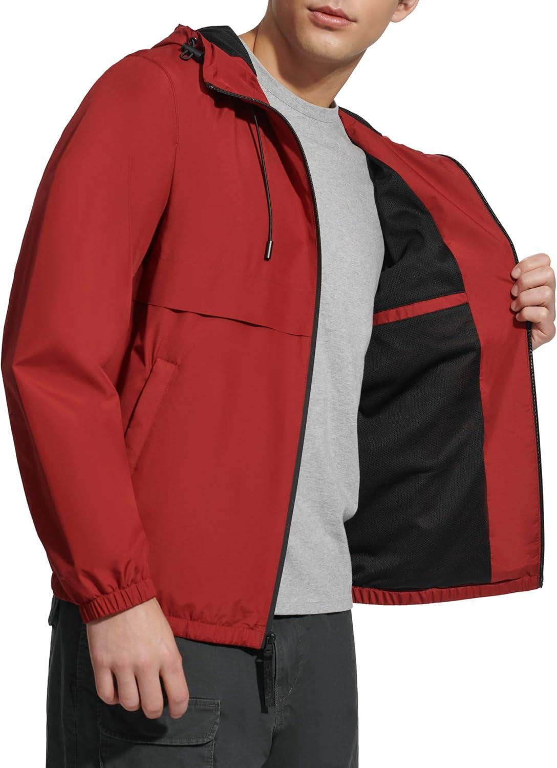 imageLevis Mens Hooded Rain Jacket amp WindbreakerRed