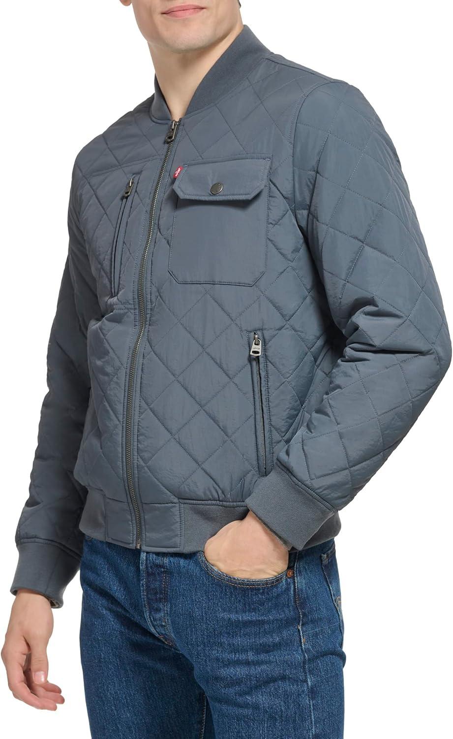imageLevis Mens Levis Mens Diamond Quilted Bomber JacketIndigo