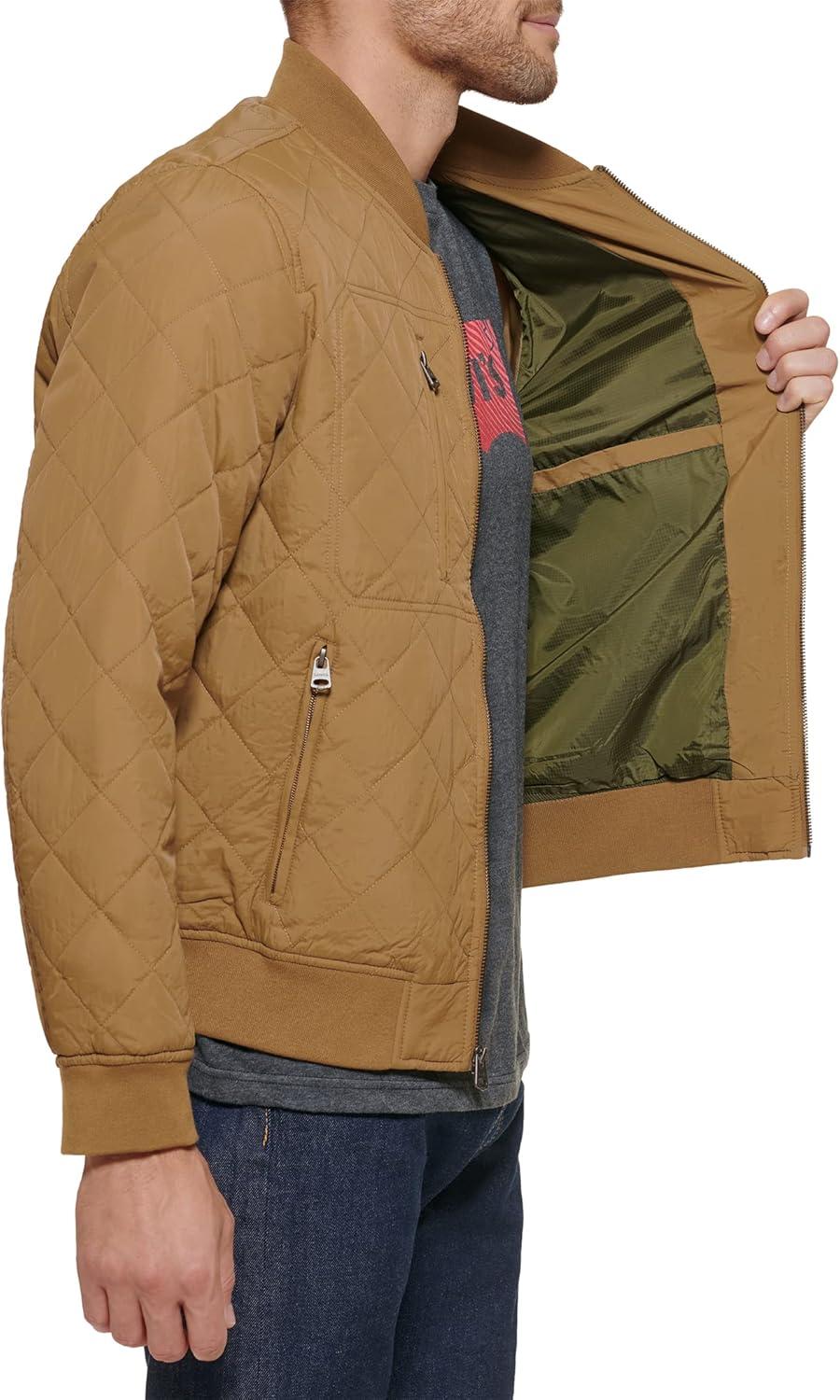 imageLevis Mens Levis Mens Diamond Quilted Bomber JacketKhaki