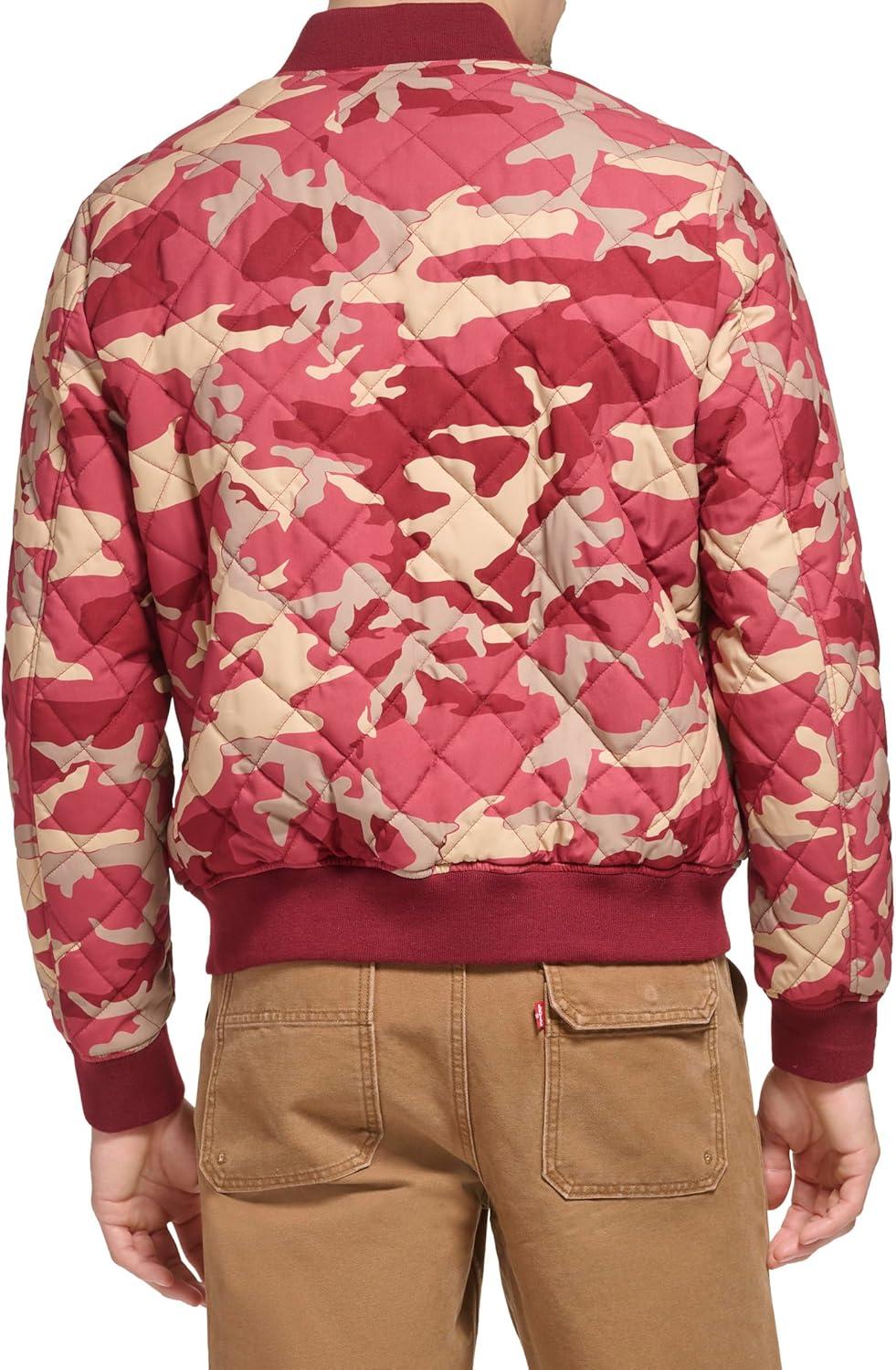 imageLevis Mens Levis Mens Diamond Quilted Bomber JacketKhakiRed Camo