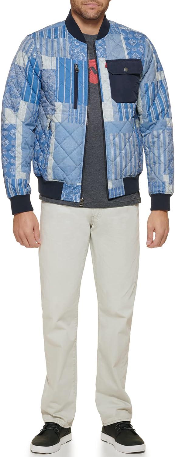 imageLevis Mens Levis Mens Diamond Quilted Bomber JacketLight Blue Print