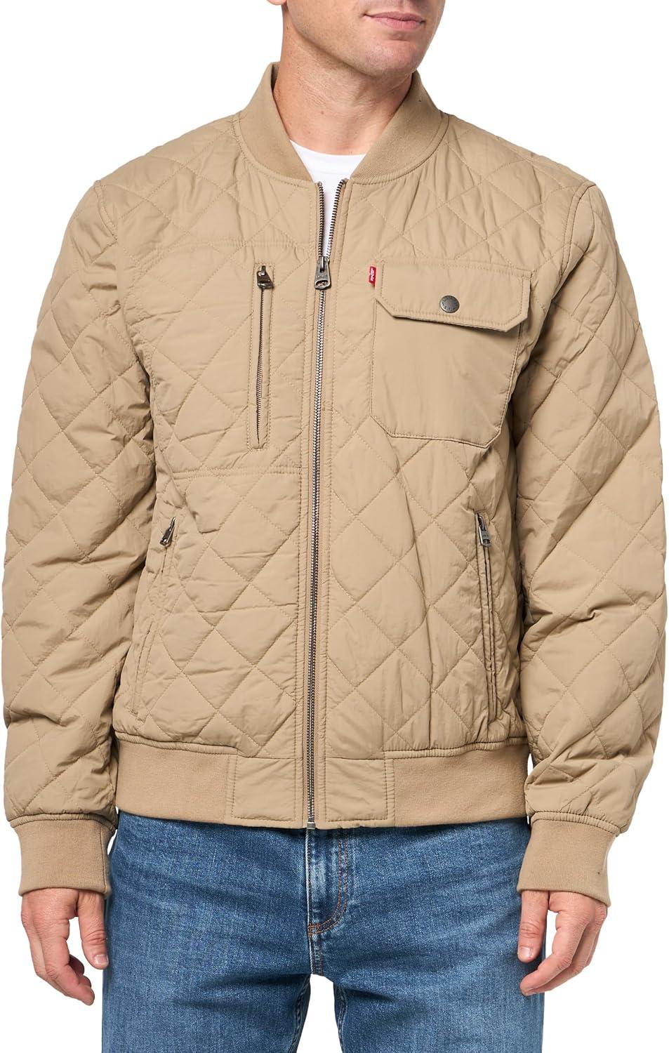 imageLevis Mens Levis Mens Diamond Quilted Bomber JacketLight Taupe
