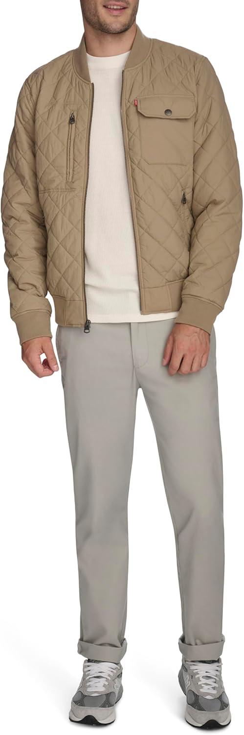 imageLevis Mens Levis Mens Diamond Quilted Bomber JacketLight Taupe