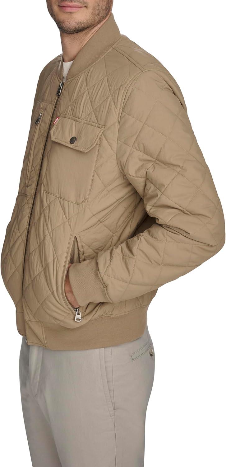imageLevis Mens Levis Mens Diamond Quilted Bomber JacketLight Taupe