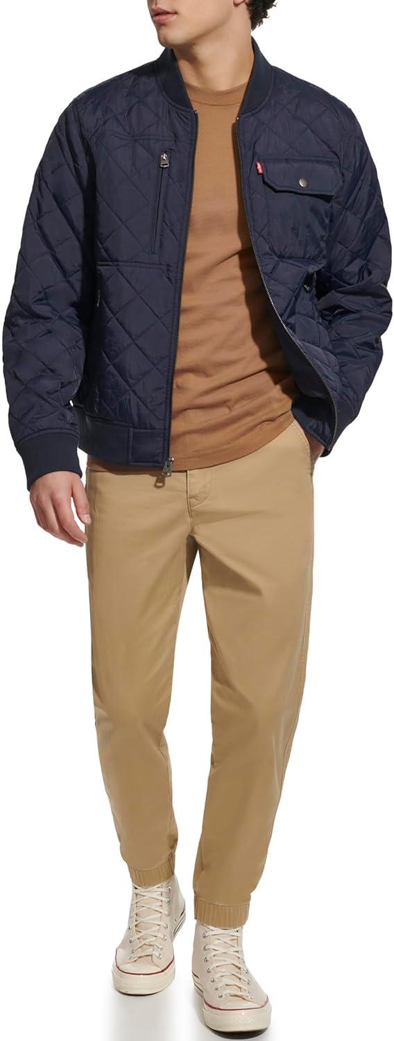 imageLevis Mens Levis Mens Diamond Quilted Bomber JacketNavy Dry Touch Nylon