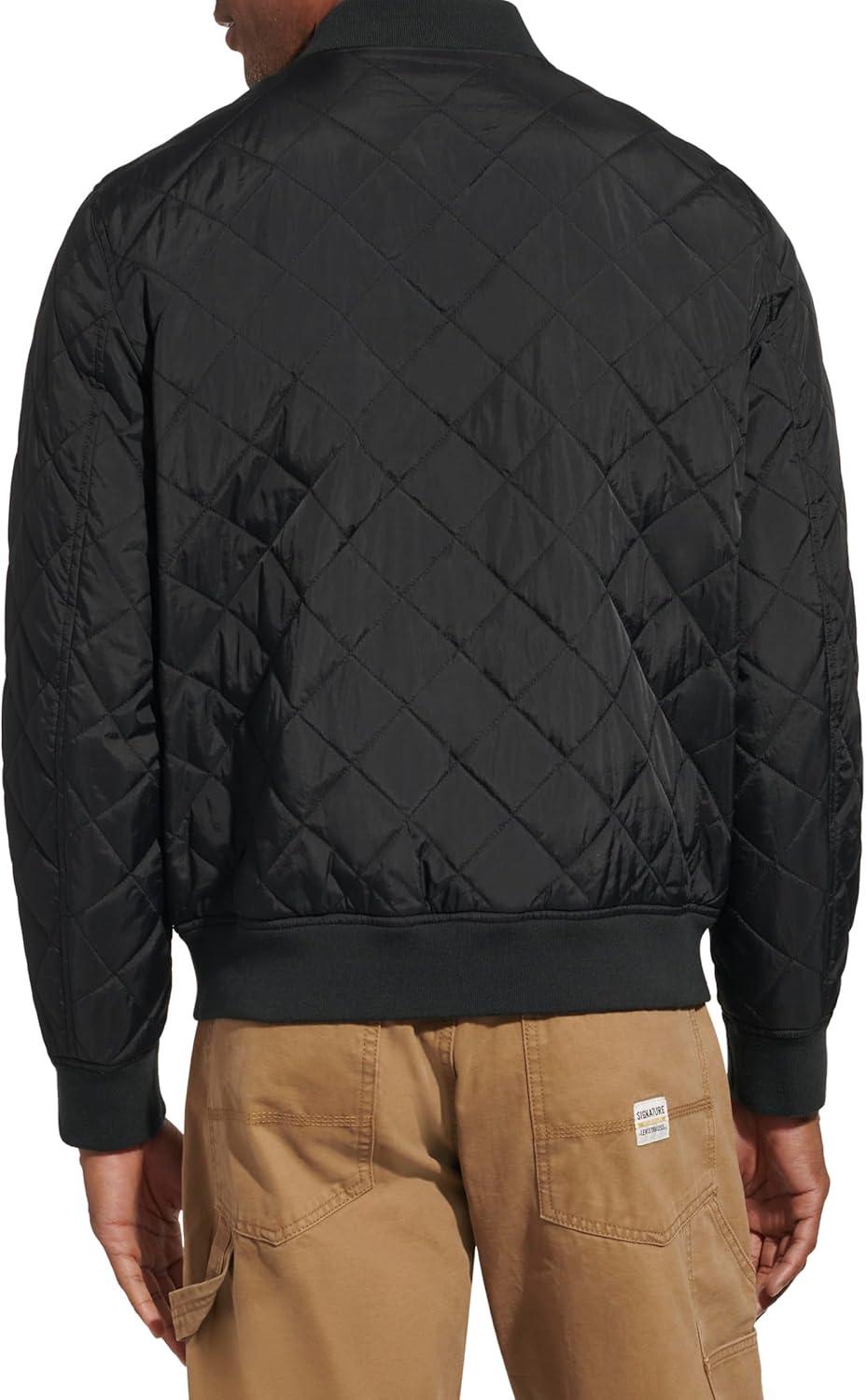 imageLevis Mens Levis Mens Diamond Quilted Bomber JacketNew Black Dry Touch Nylon