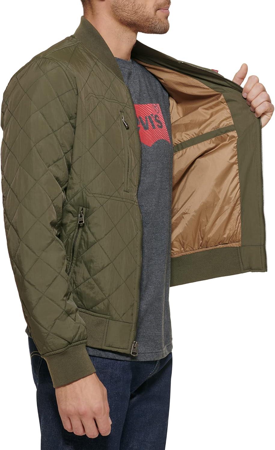 imageLevis Mens Levis Mens Diamond Quilted Bomber JacketOlive